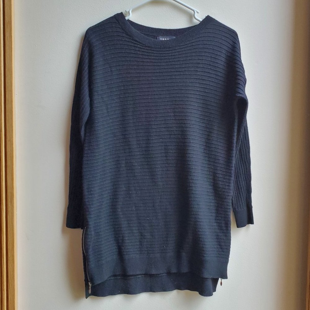 Trouve Black Ribbed Crew Neck Sweater Size XXS